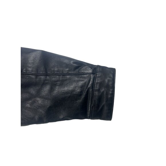 Mens‎ Black Leather Jacket XL Genuine Leather Outer Polyester Lining Elastic Hem - Picture 12 of 15